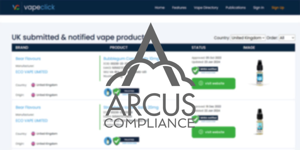 Arcus Compliance Ltd Acquires UK E-Cigarette Data Platform